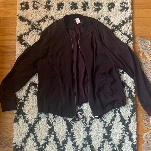 Deep Purple Silky Bomber Jacket - Picture 1 of 5